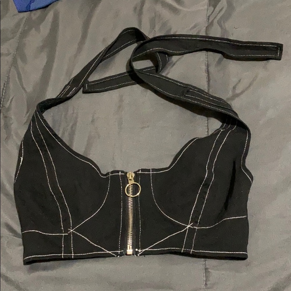 Black denim crop